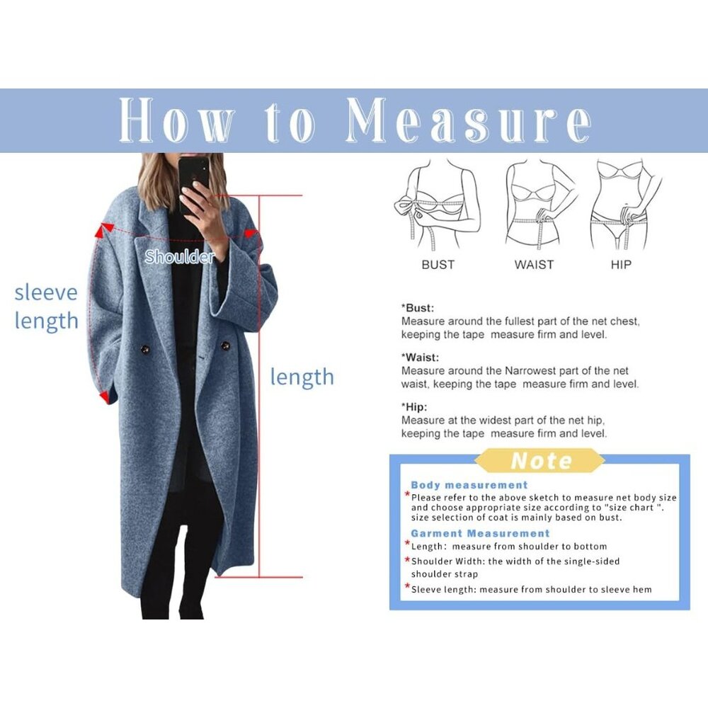 ⚡Women's Navy Blue Winter Double Breasted Wool Coat Long Sleeve Long Trench Coat - Picture 2 of 2